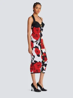 Cheap Halterneck Dress In Roses Jacquard Knit Women Dresses|Knitwear