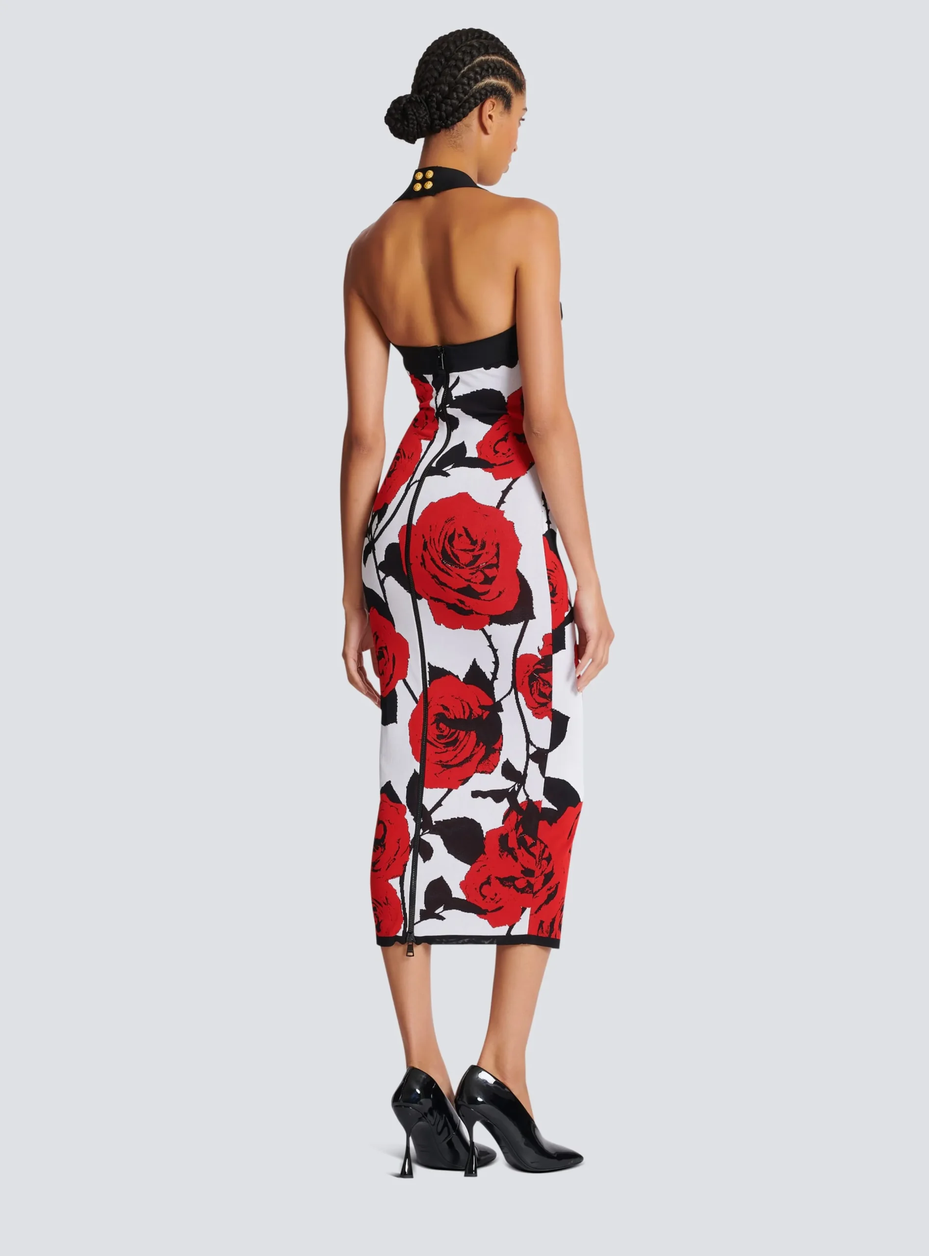 Cheap Halterneck Dress In Roses Jacquard Knit Women Dresses|Knitwear