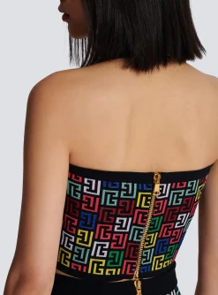 Sale Halterneck Top In Pop Monogram Knit Women Tops And Shirts