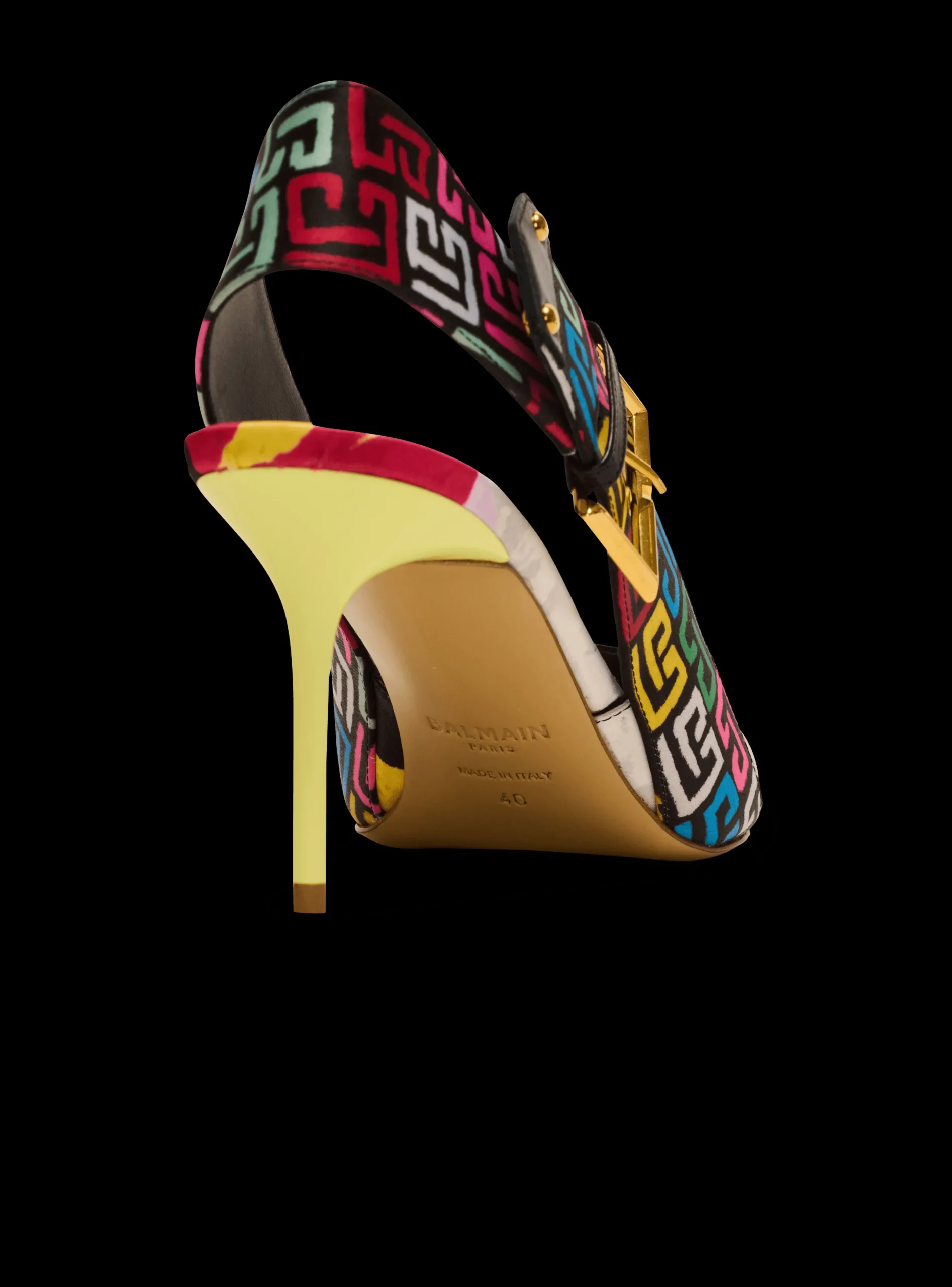 Sale Heeled Ruby Slingbacks In Printed Satin Women Boots|High Heels & Pumps
