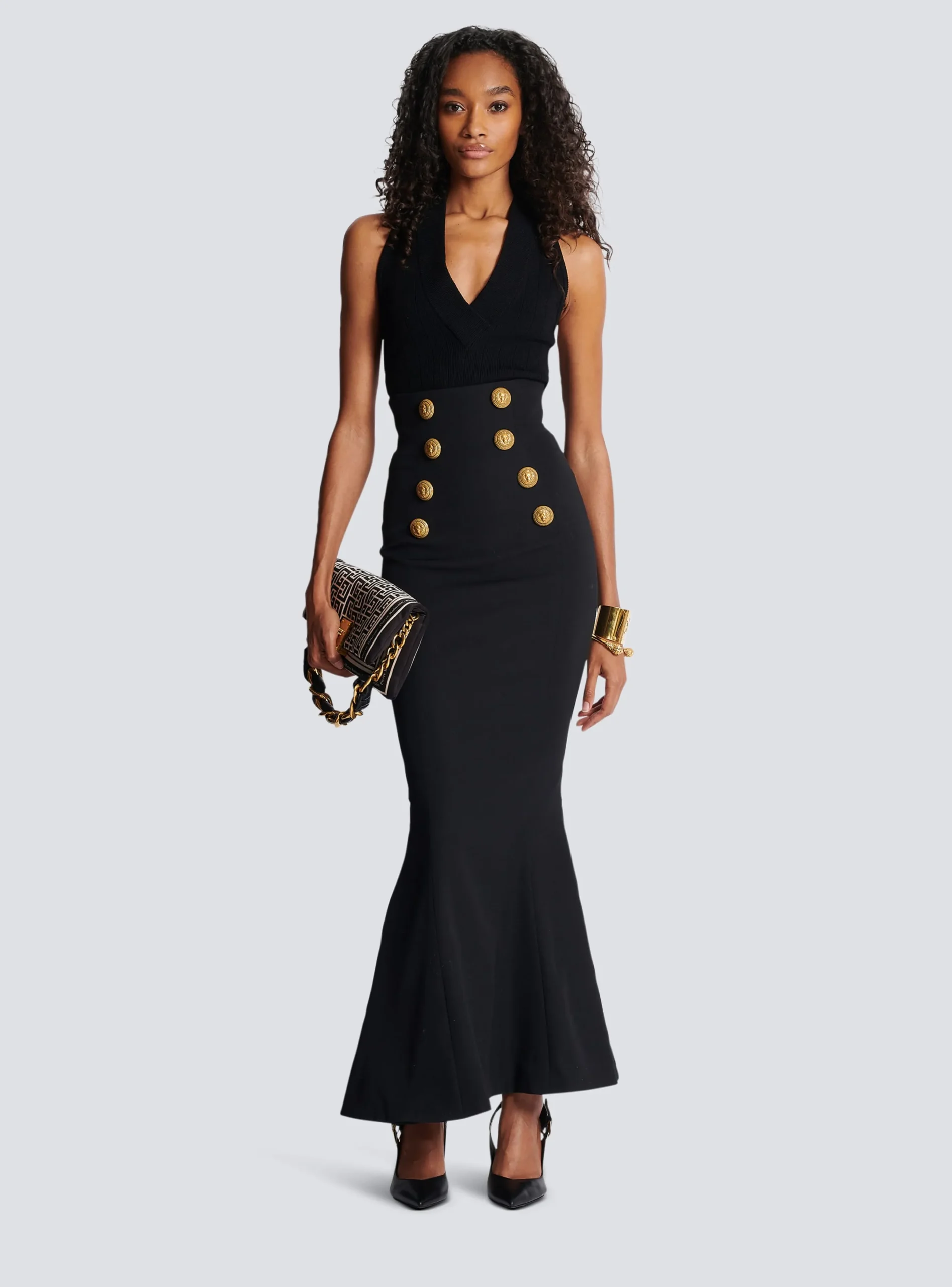 Shop High-waisted Long Skirt With Buttons Women Skirts