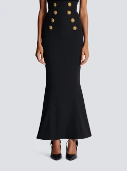 Shop High-waisted Long Skirt With Buttons Women Skirts