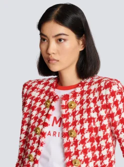 Store Houndstooth Tweed Jacket Women Jackets And Blazers