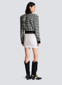 Outlet Houndstooth Tweed Jacket Women Outerwear