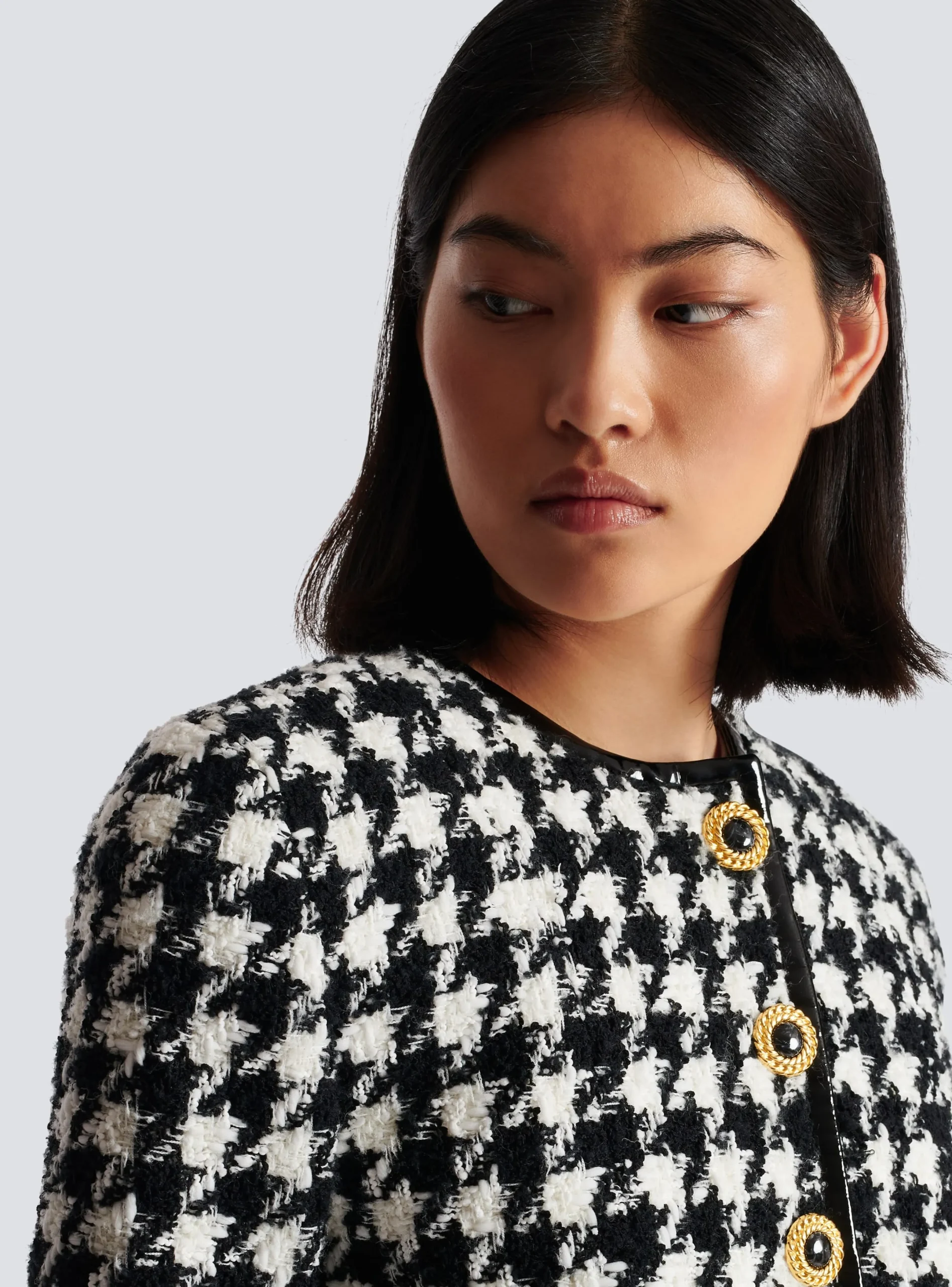 Outlet Houndstooth Tweed Jacket Women Outerwear