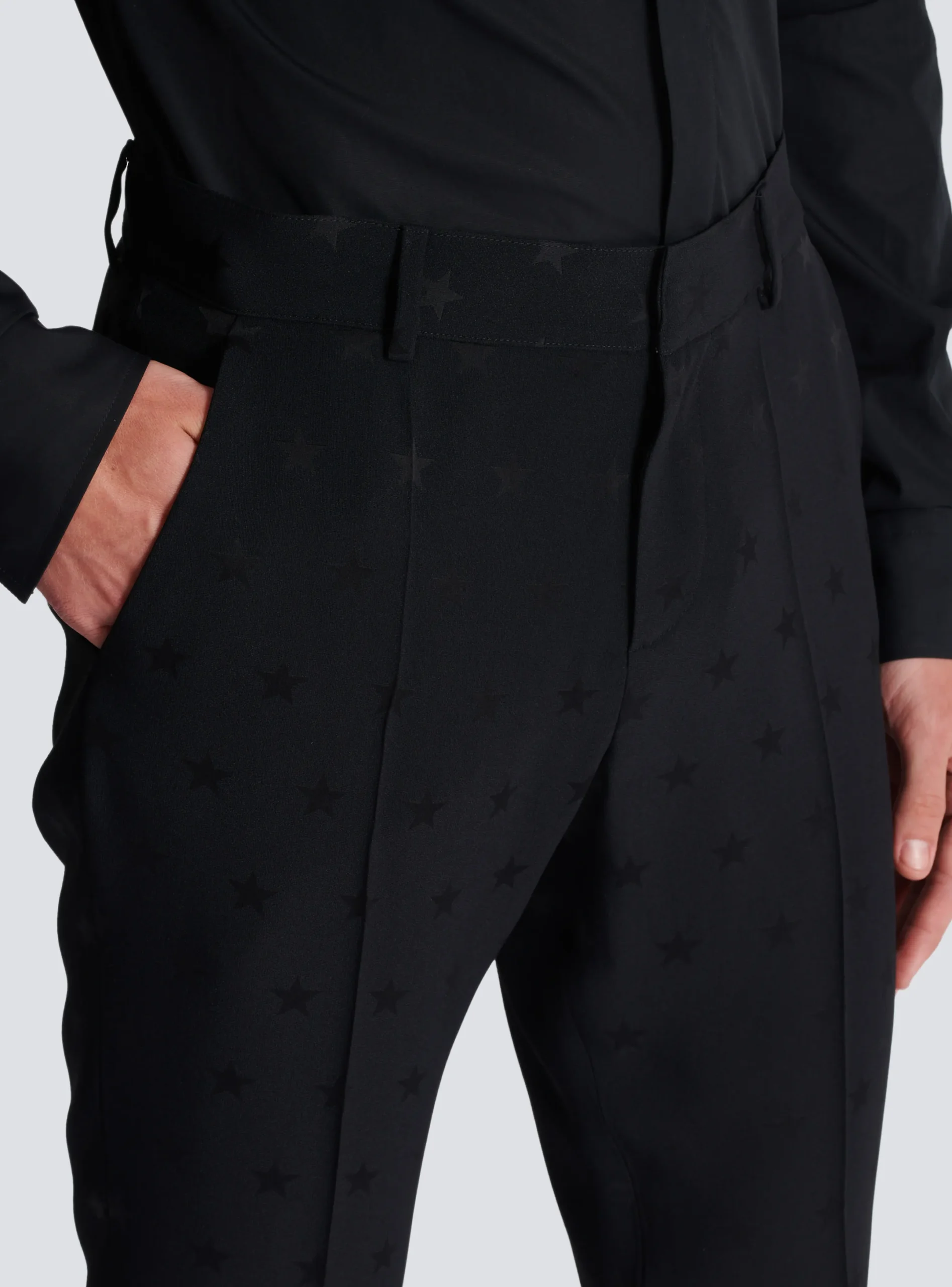 Online Jacquard Crepe Trousers With Stars Trousers And Shorts