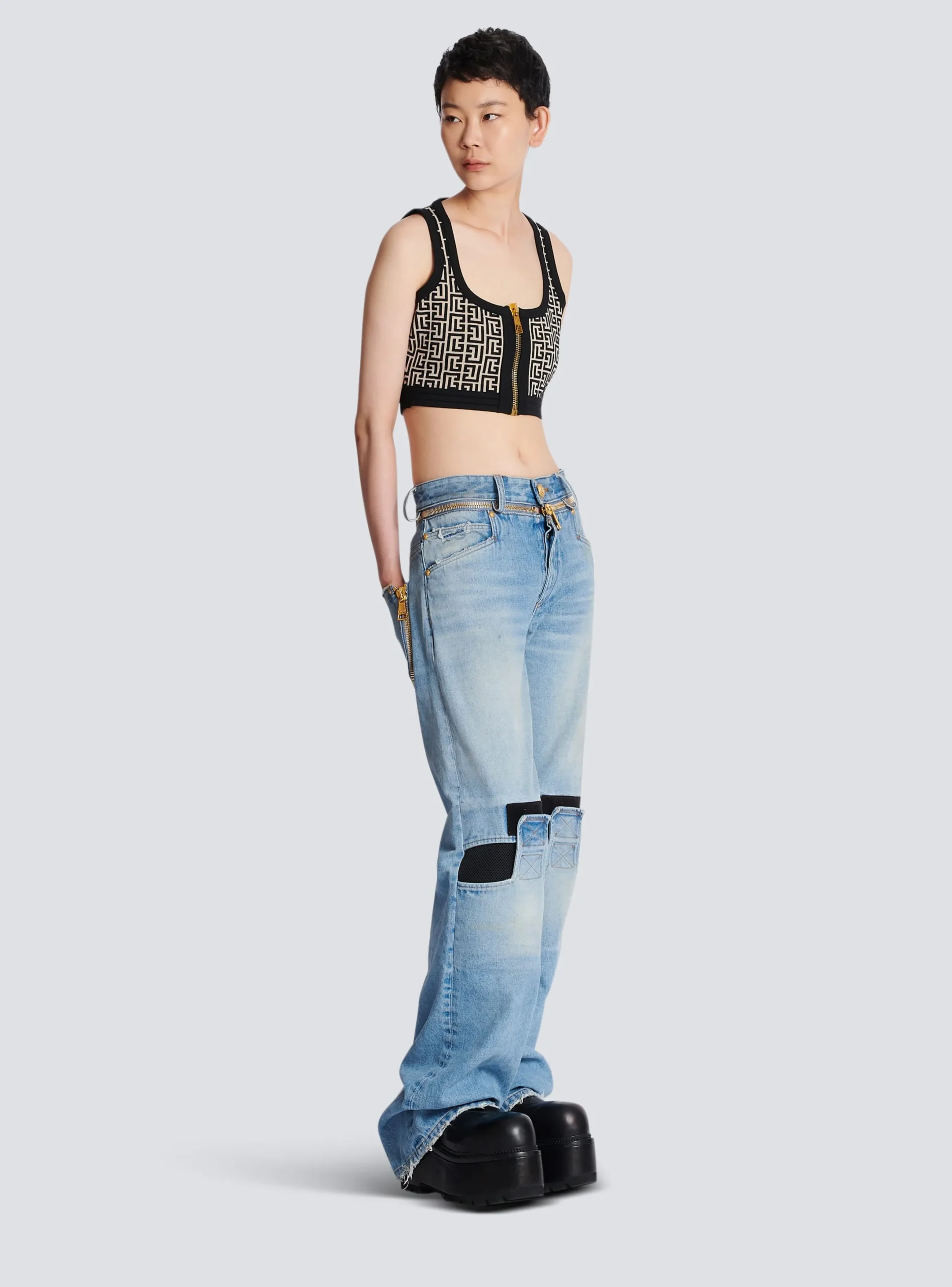 Online Knit Crop Top With Monogram Women Knitwear|Tops And Shirts