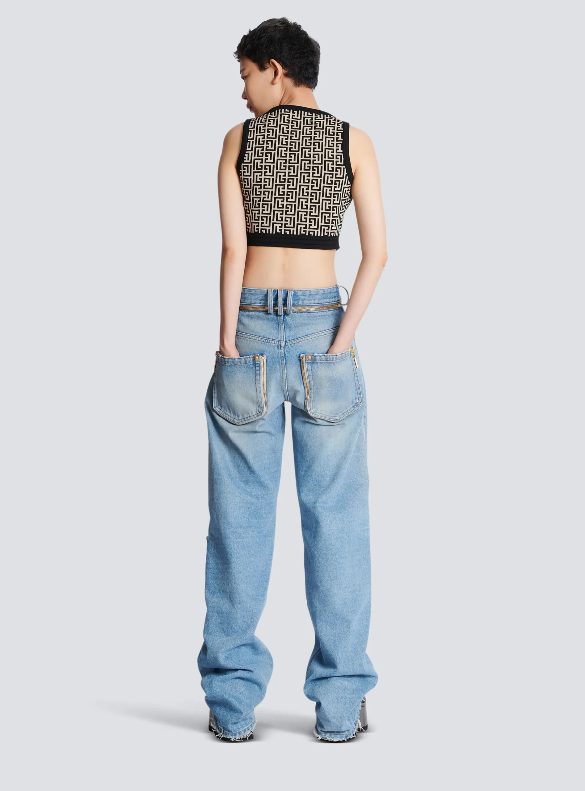 Online Knit Crop Top With Monogram Women Knitwear|Tops And Shirts