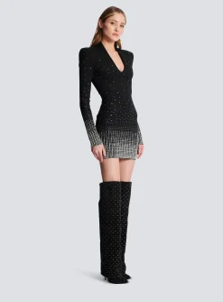 Discount Knit Dress With Pearl And Crystal Embroidery Women Knitwear|Dresses