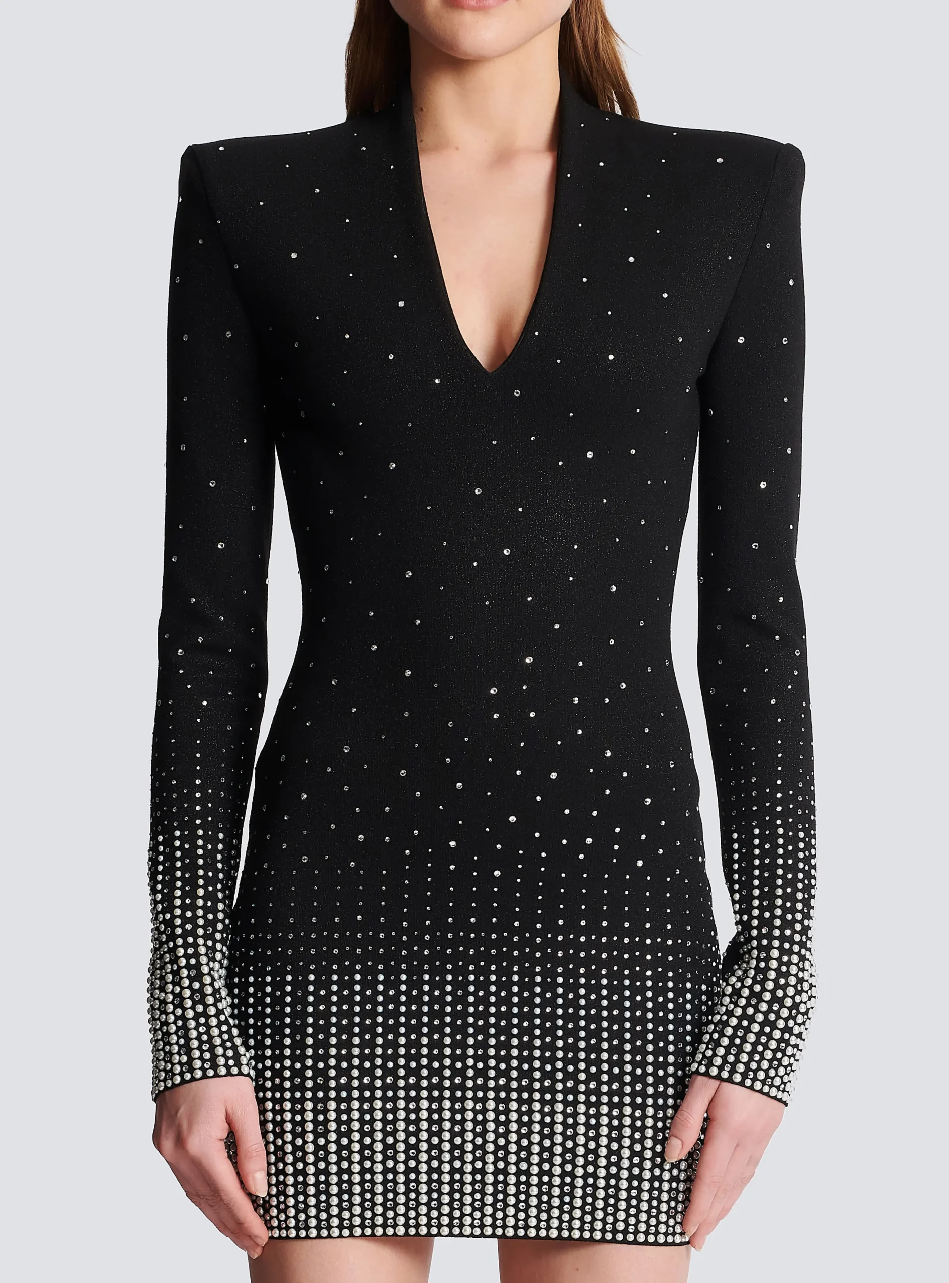 Discount Knit Dress With Pearl And Crystal Embroidery Women Knitwear|Dresses