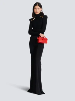 Clearance Knit Jumper With Gold Buttons Women Knitwear