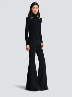 Clearance Knit Jumper With Gold Buttons Women Knitwear