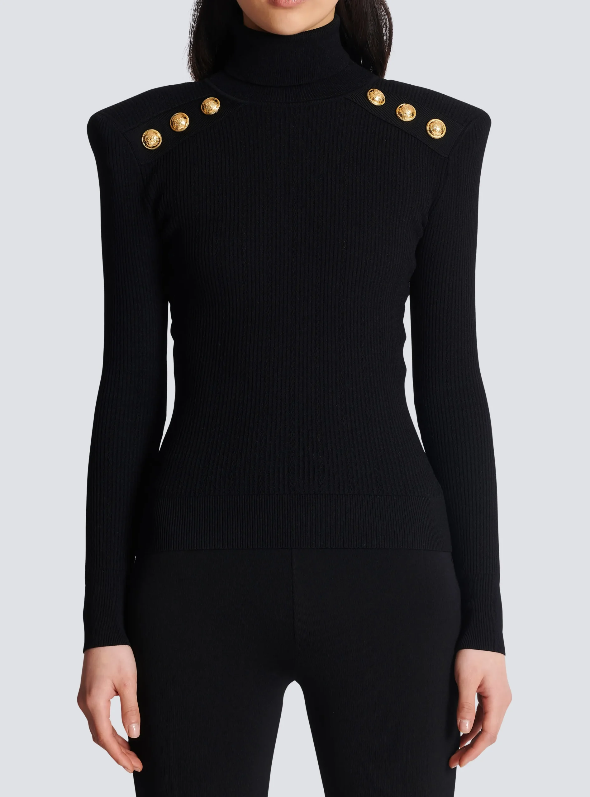 Clearance Knit Jumper With Gold Buttons Women Knitwear