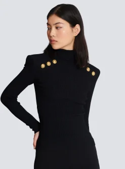 Clearance Knit Jumper With Gold Buttons Women Knitwear