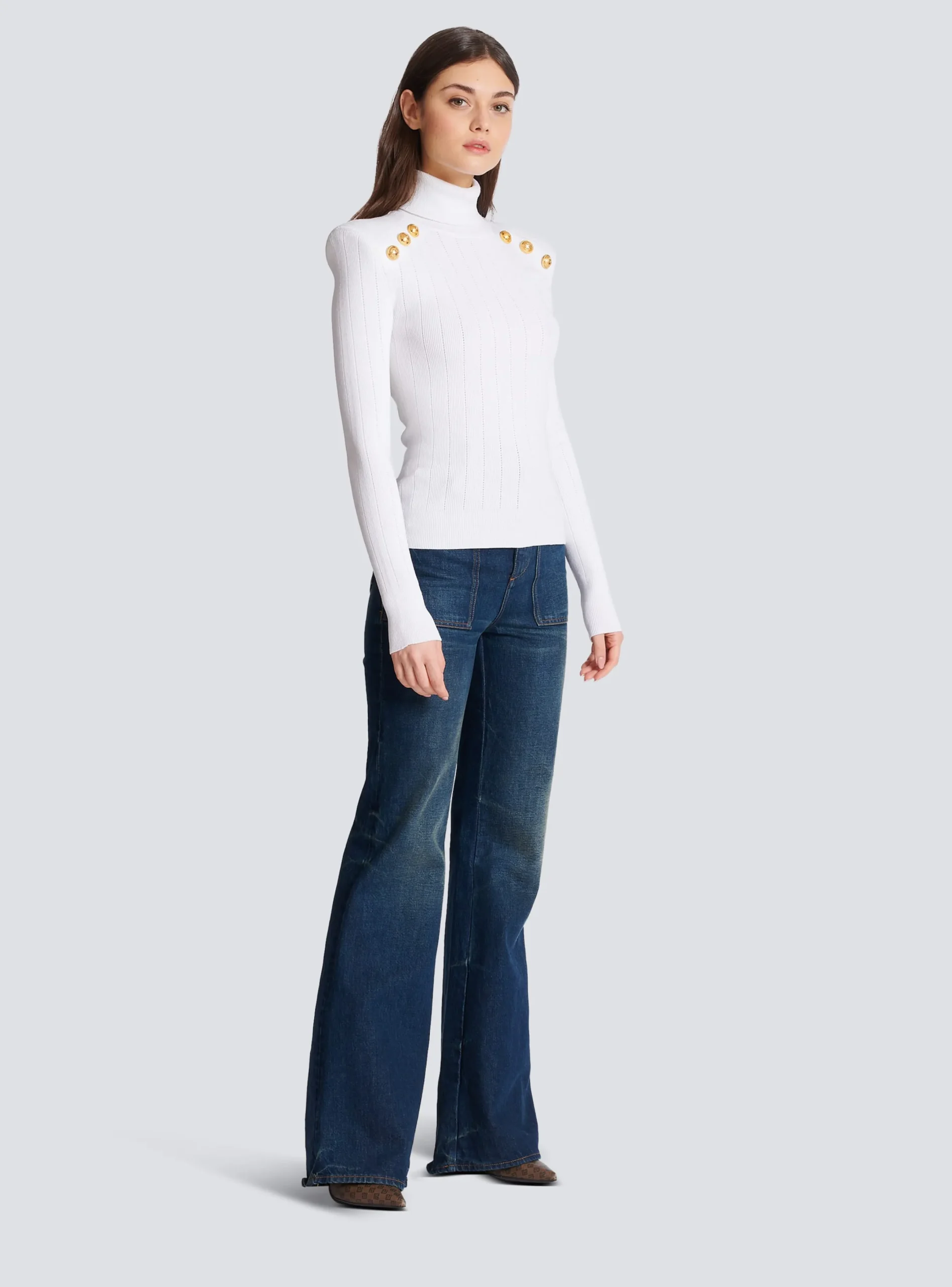 Cheap Knit Jumper With Gold Buttons Women Knitwear