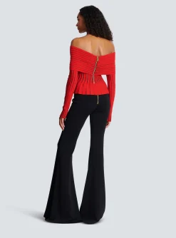 Cheap Knotted Off-the-shoulder Top Women Knitwear|Tops And Shirts