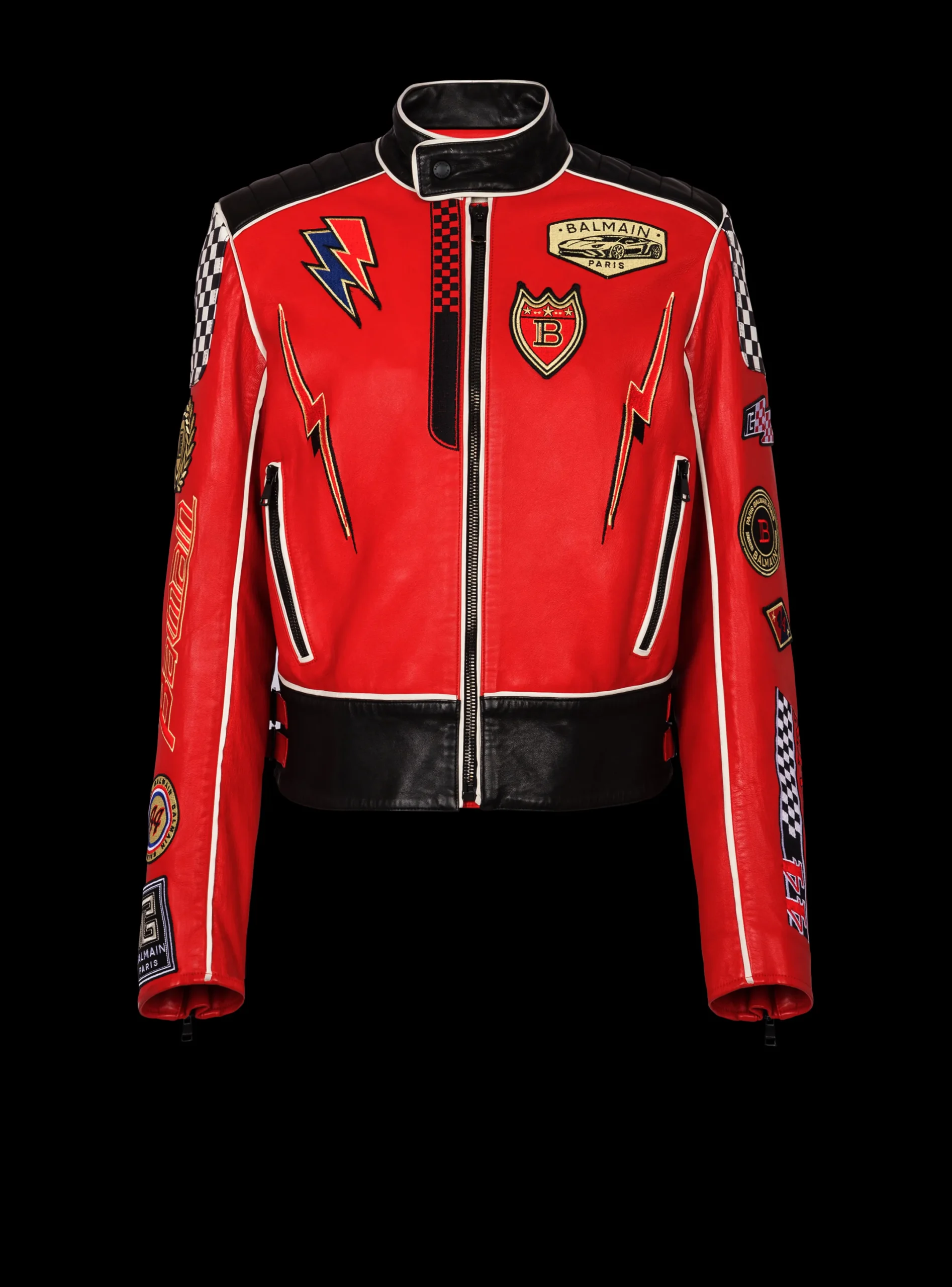 Shop Lambskin Jacket With Racing Patches Outerwear