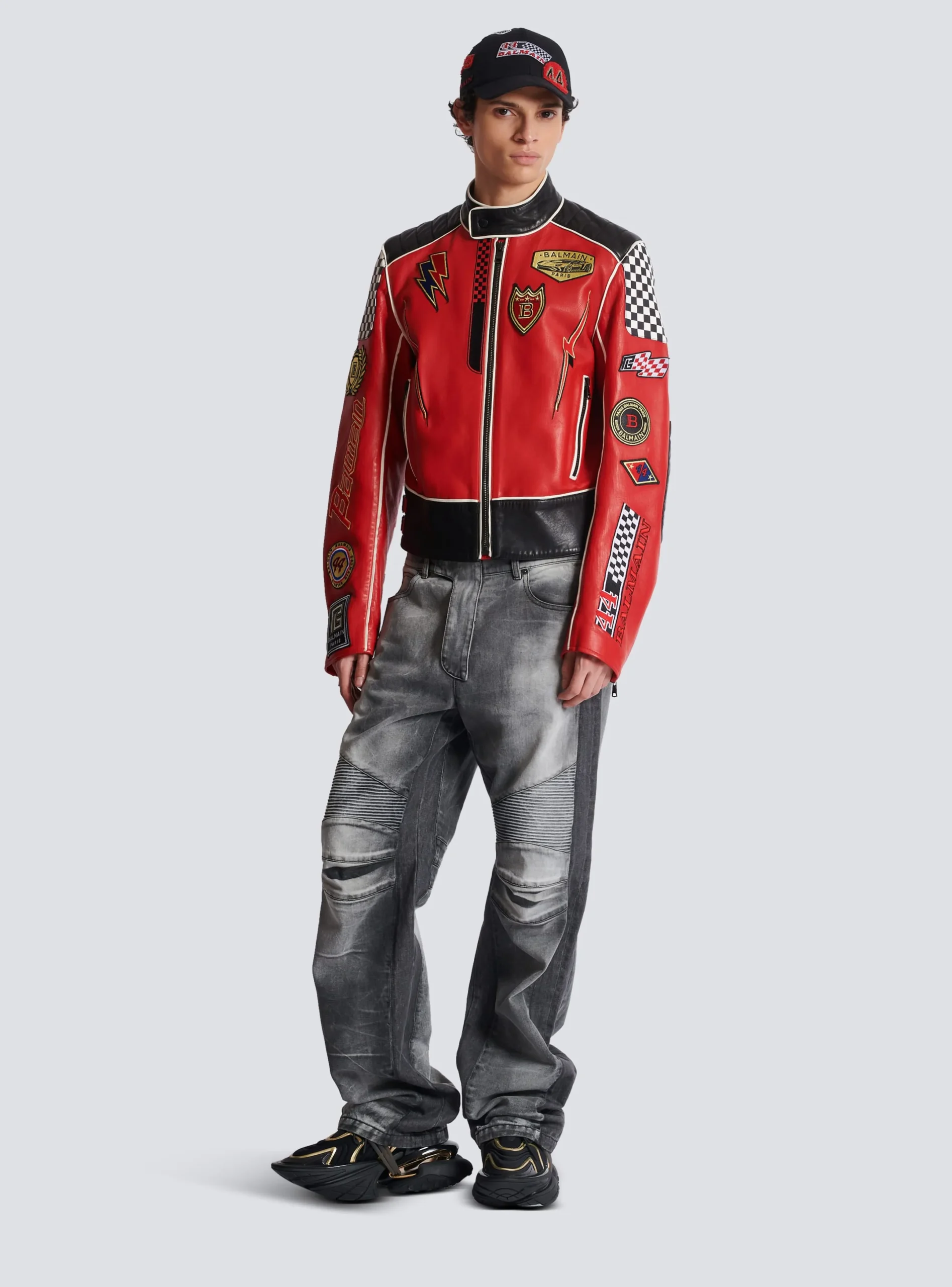 Shop Lambskin Jacket With Racing Patches Outerwear