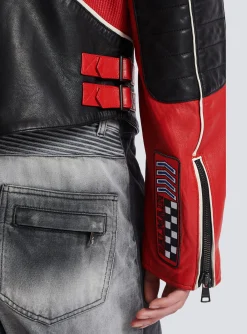 Shop Lambskin Jacket With Racing Patches Outerwear