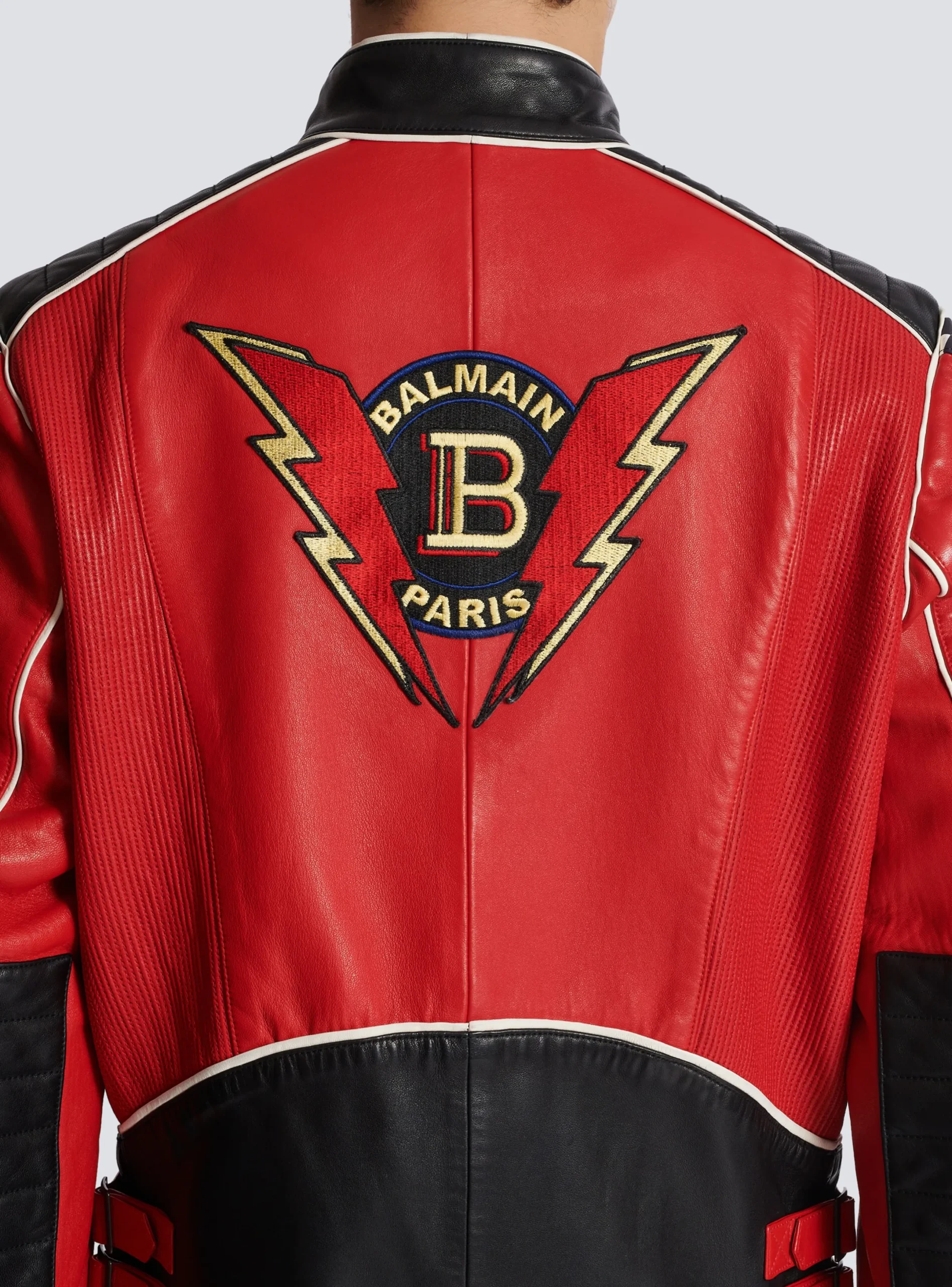Shop Lambskin Jacket With Racing Patches Outerwear
