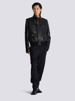 Hot Lambskin Leather Jacket With 4 Pockets Outerwear