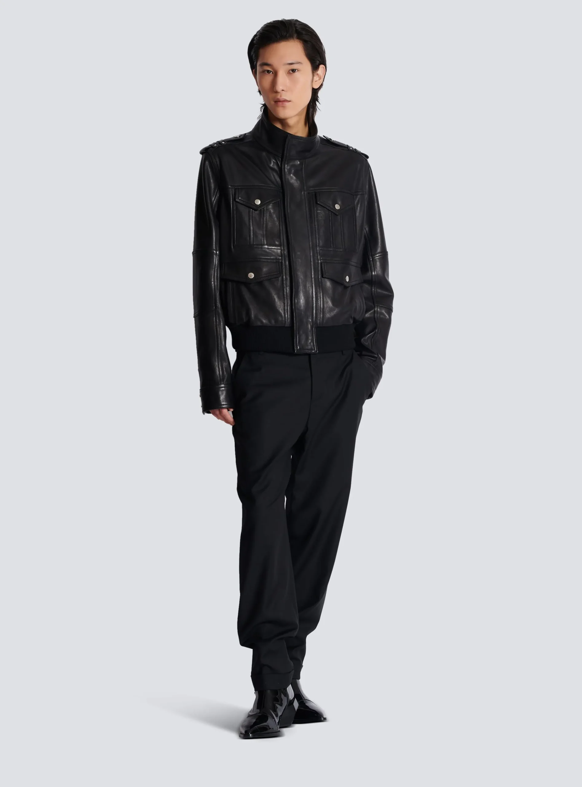 Hot Lambskin Leather Jacket With 4 Pockets Outerwear