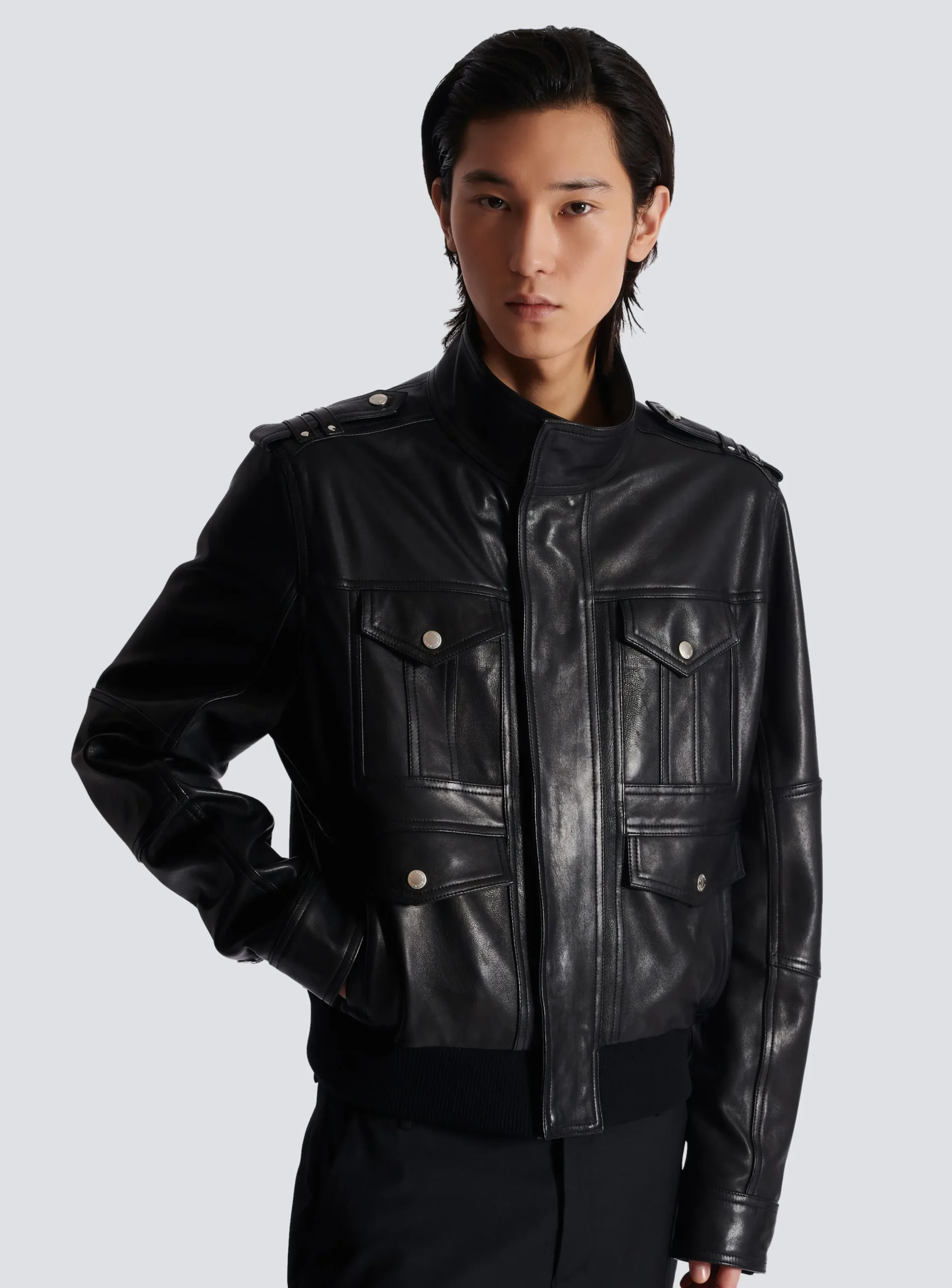 Hot Lambskin Leather Jacket With 4 Pockets Outerwear