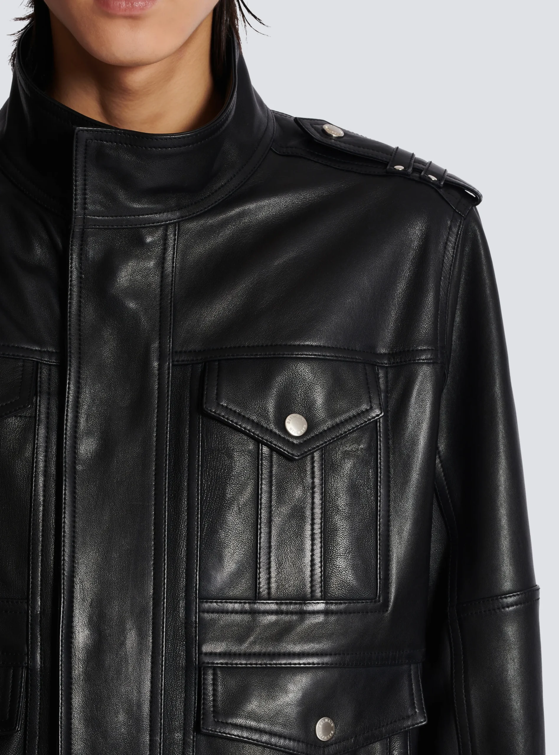 Hot Lambskin Leather Jacket With 4 Pockets Outerwear