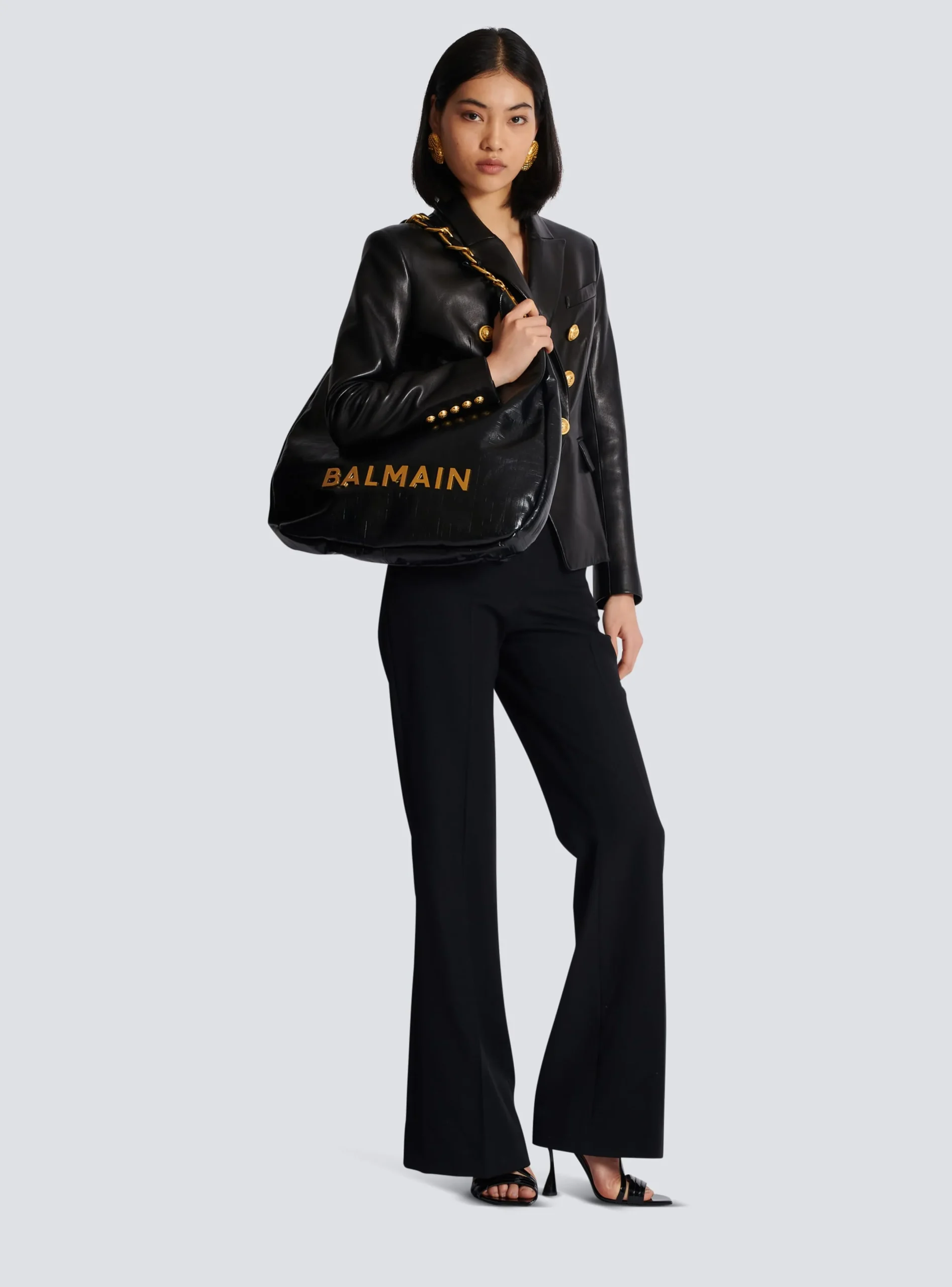 New Large 1945 Soft Hobo Bag In Embossed Crinkled Calfskin With A PB Labyrinth Monogram Women Shoulder Bags|1945 Bags