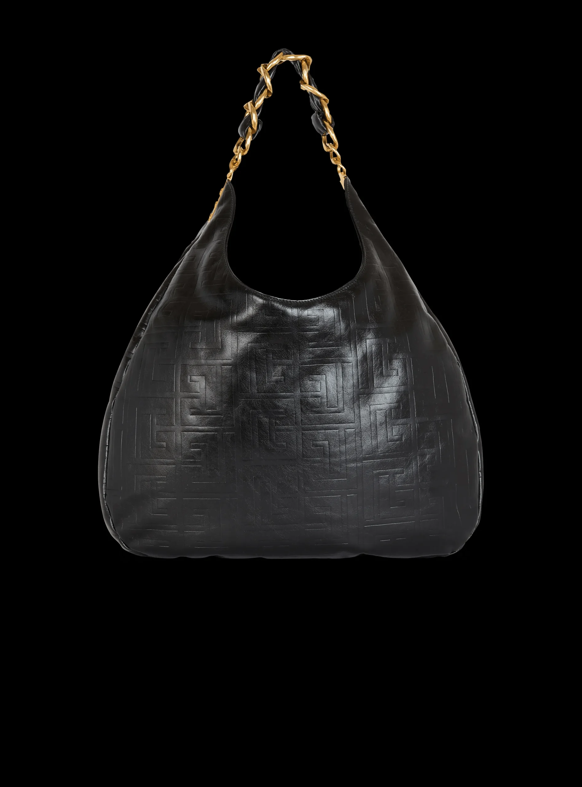 New Large 1945 Soft Hobo Bag In Embossed Crinkled Calfskin With A PB Labyrinth Monogram Women Shoulder Bags|1945 Bags