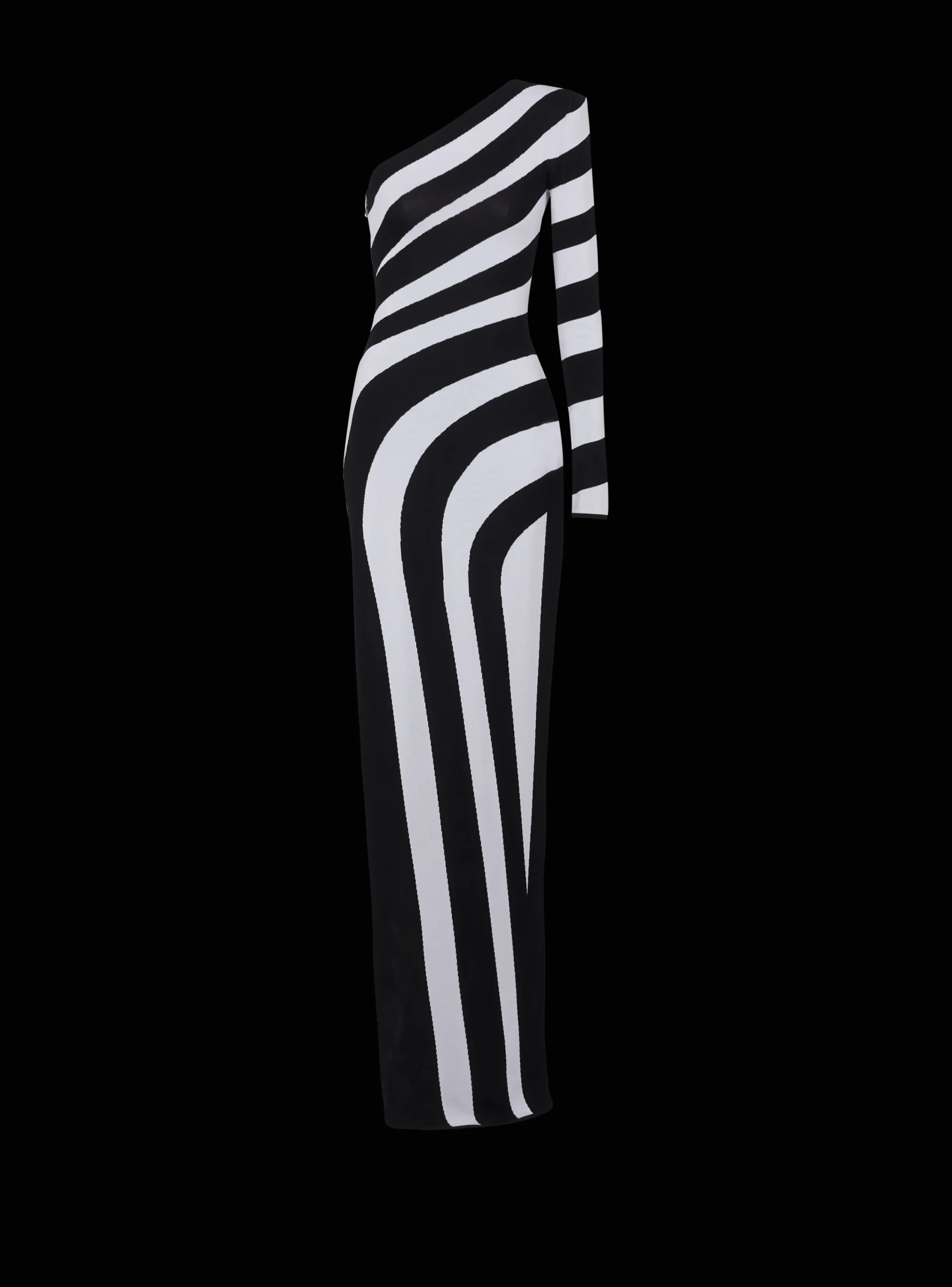 Fashion Long Asymmetrical Striped Knit Dress Women Dresses