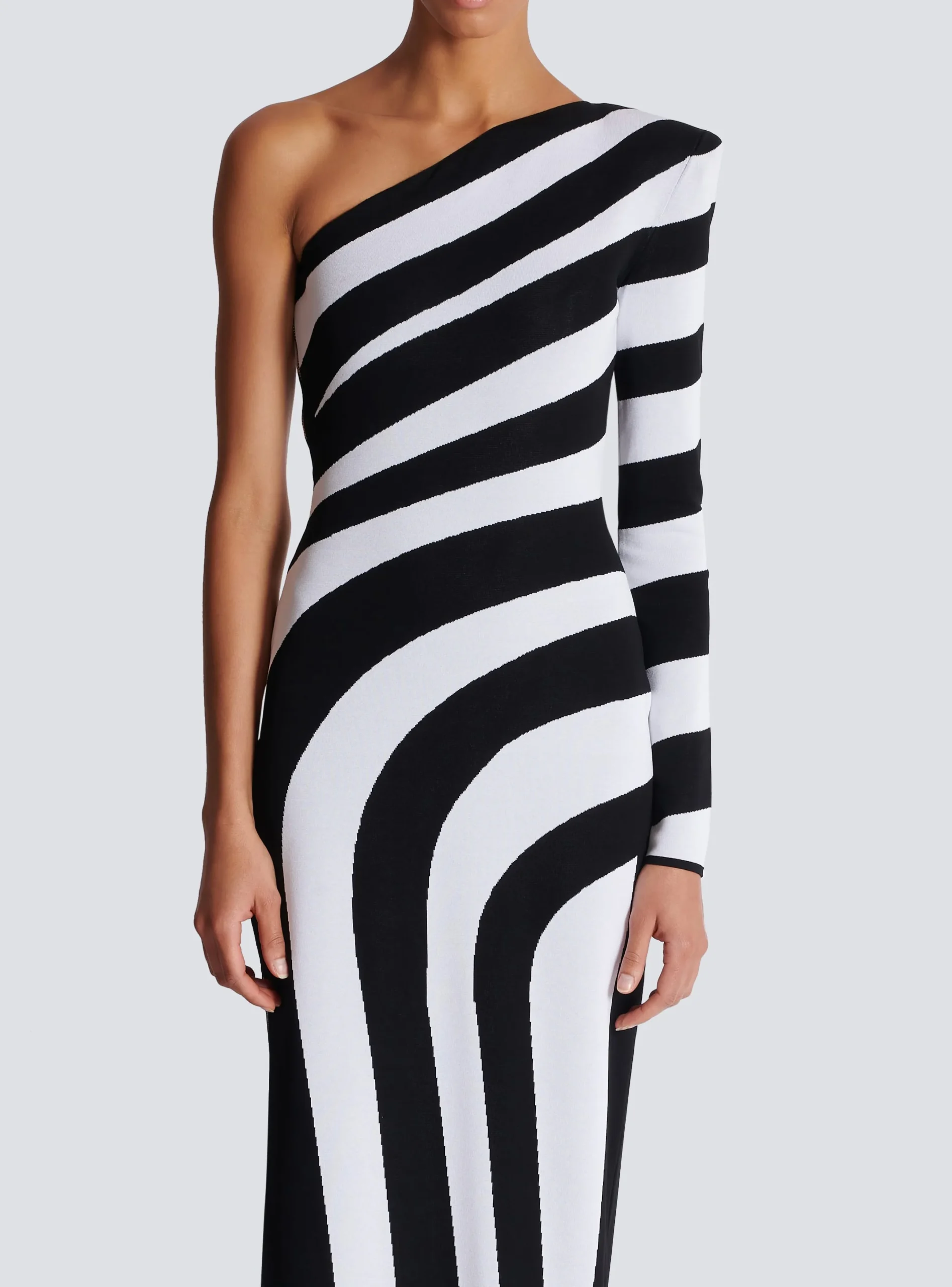 Fashion Long Asymmetrical Striped Knit Dress Women Dresses