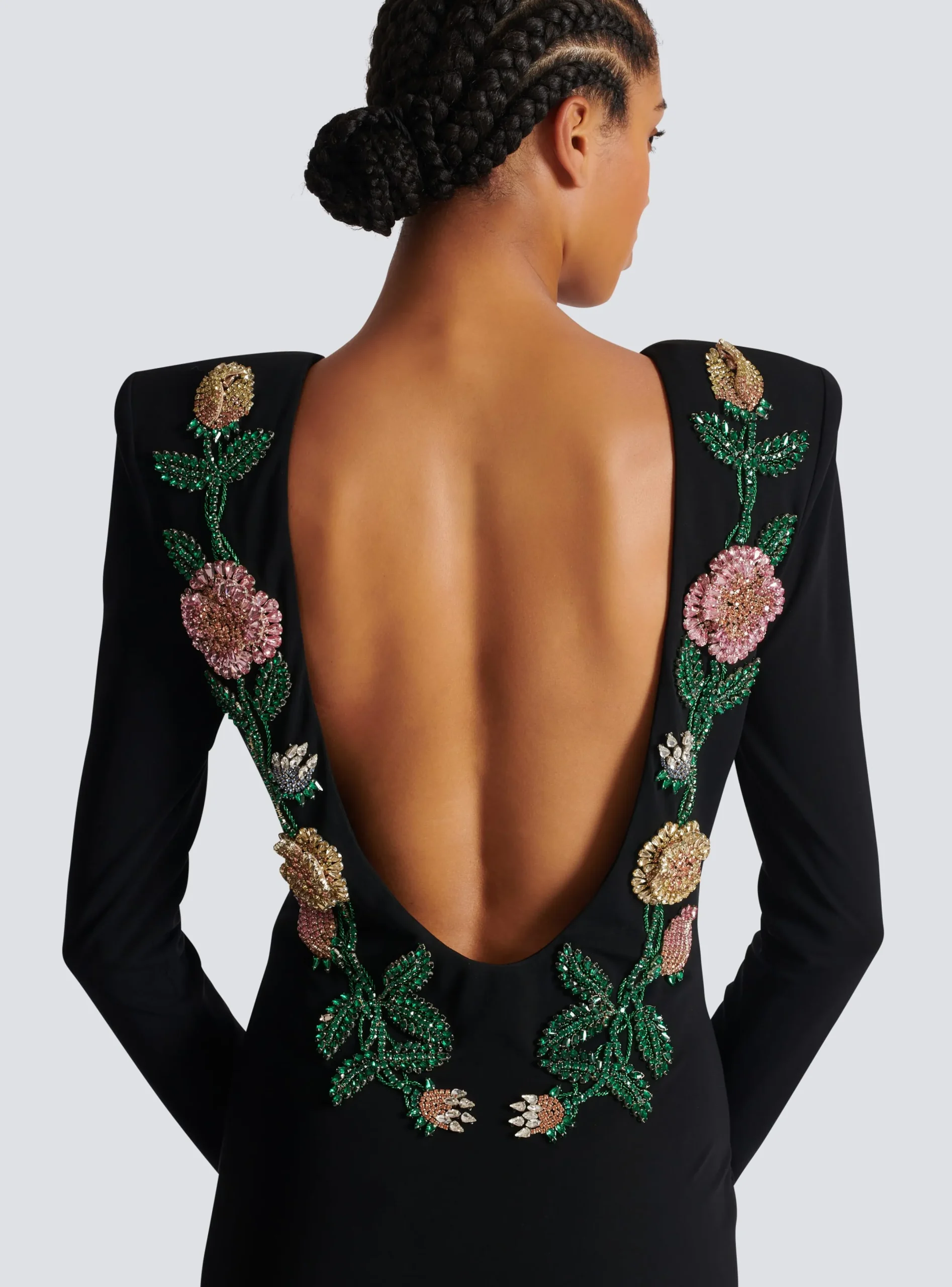 Fashion Long Backless Dress With Roses Embroidery Women Dresses