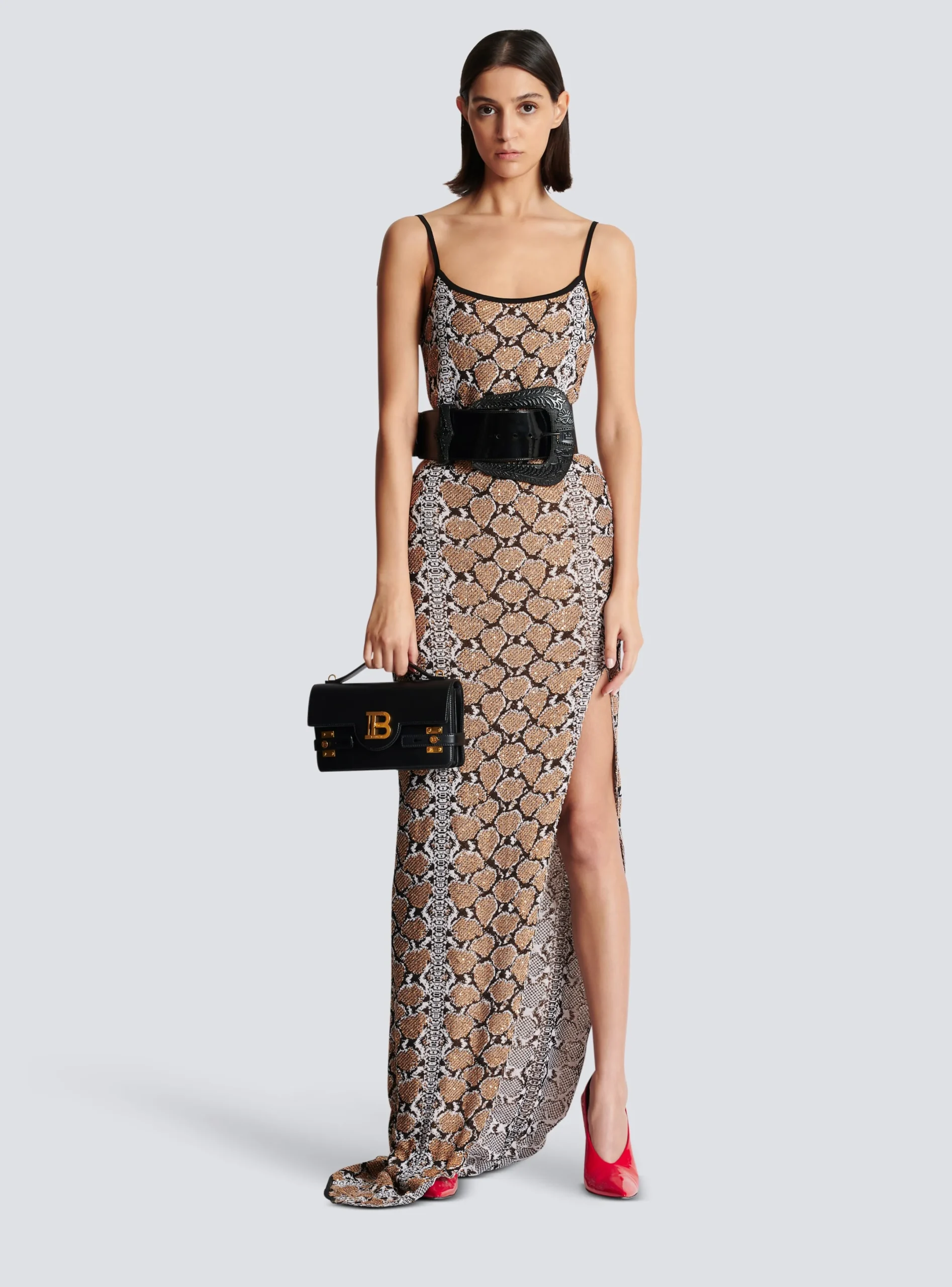 Hot Long Strappy Snakeskin Knit Dress Women Knitwear|Dresses
