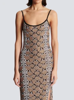 Hot Long Strappy Snakeskin Knit Dress Women Knitwear|Dresses