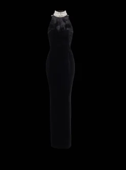 Flash Sale Long Velvet Halterneck Dress Women Dresses