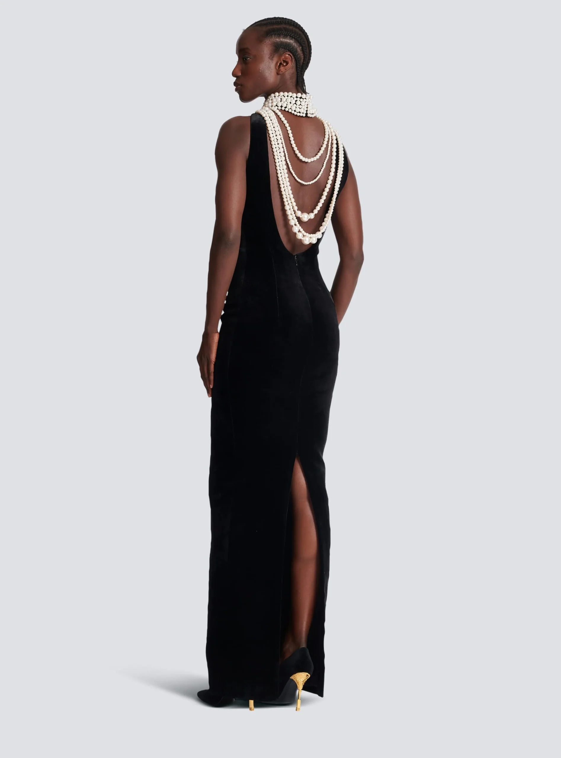 Flash Sale Long Velvet Halterneck Dress Women Dresses