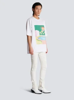Flash Sale Loose Postcard Printed T-shirt T-Shirts