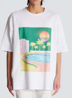 Flash Sale Loose Postcard Printed T-shirt T-Shirts
