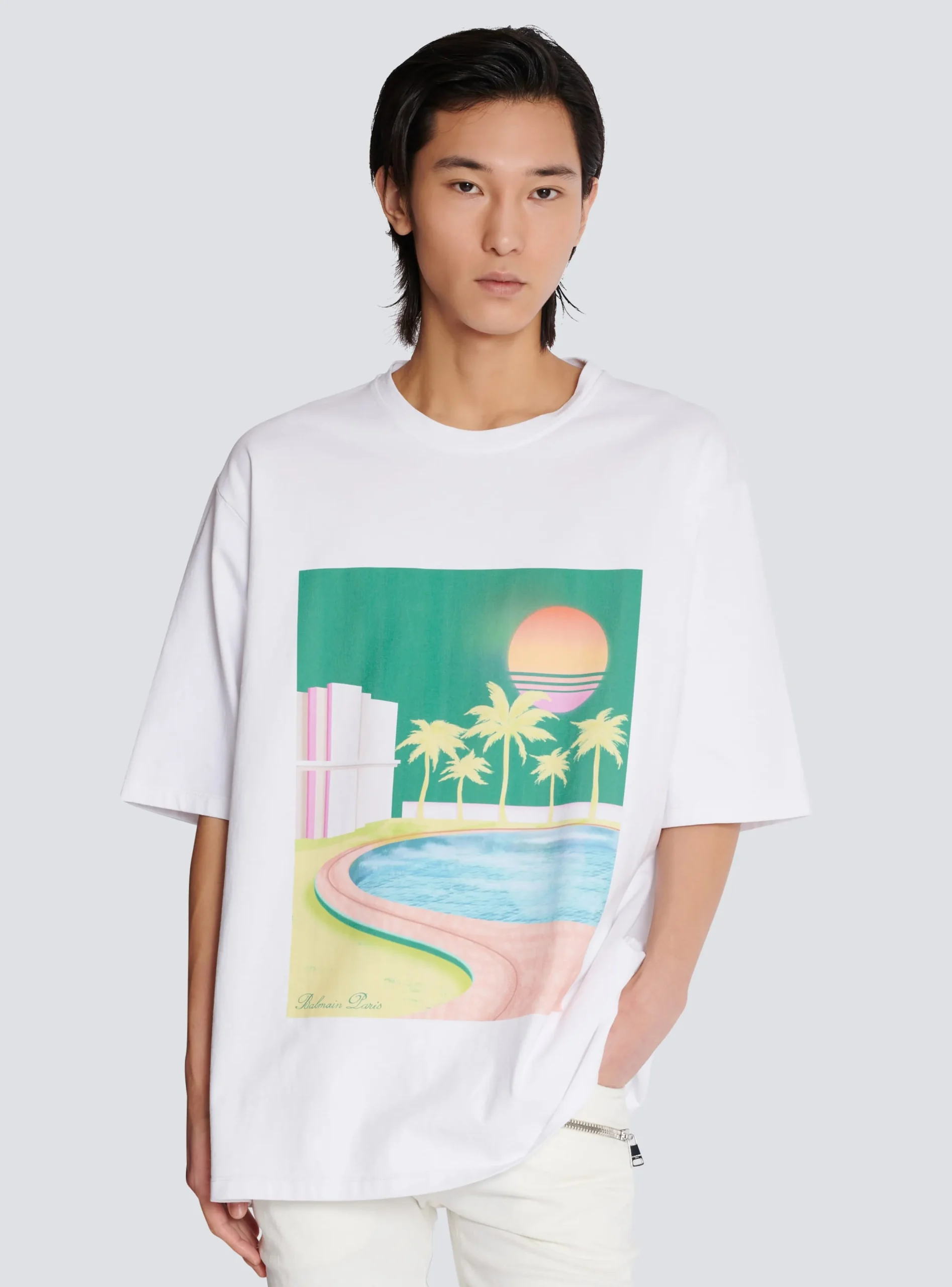 Flash Sale Loose Postcard Printed T-shirt T-Shirts