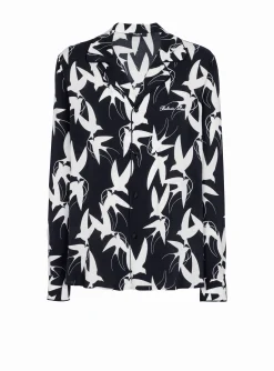 Clearance Loose Shirt With Swallow Print Shirts And Polos