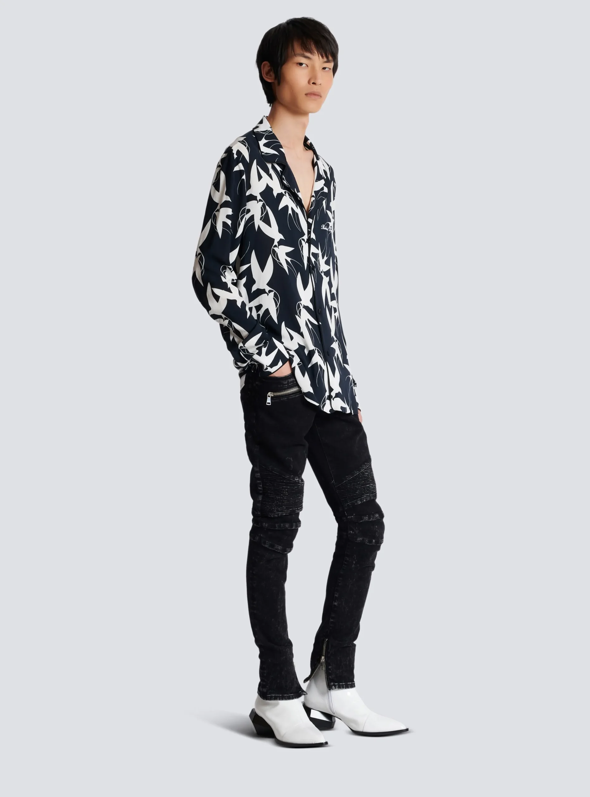 Clearance Loose Shirt With Swallow Print Shirts And Polos