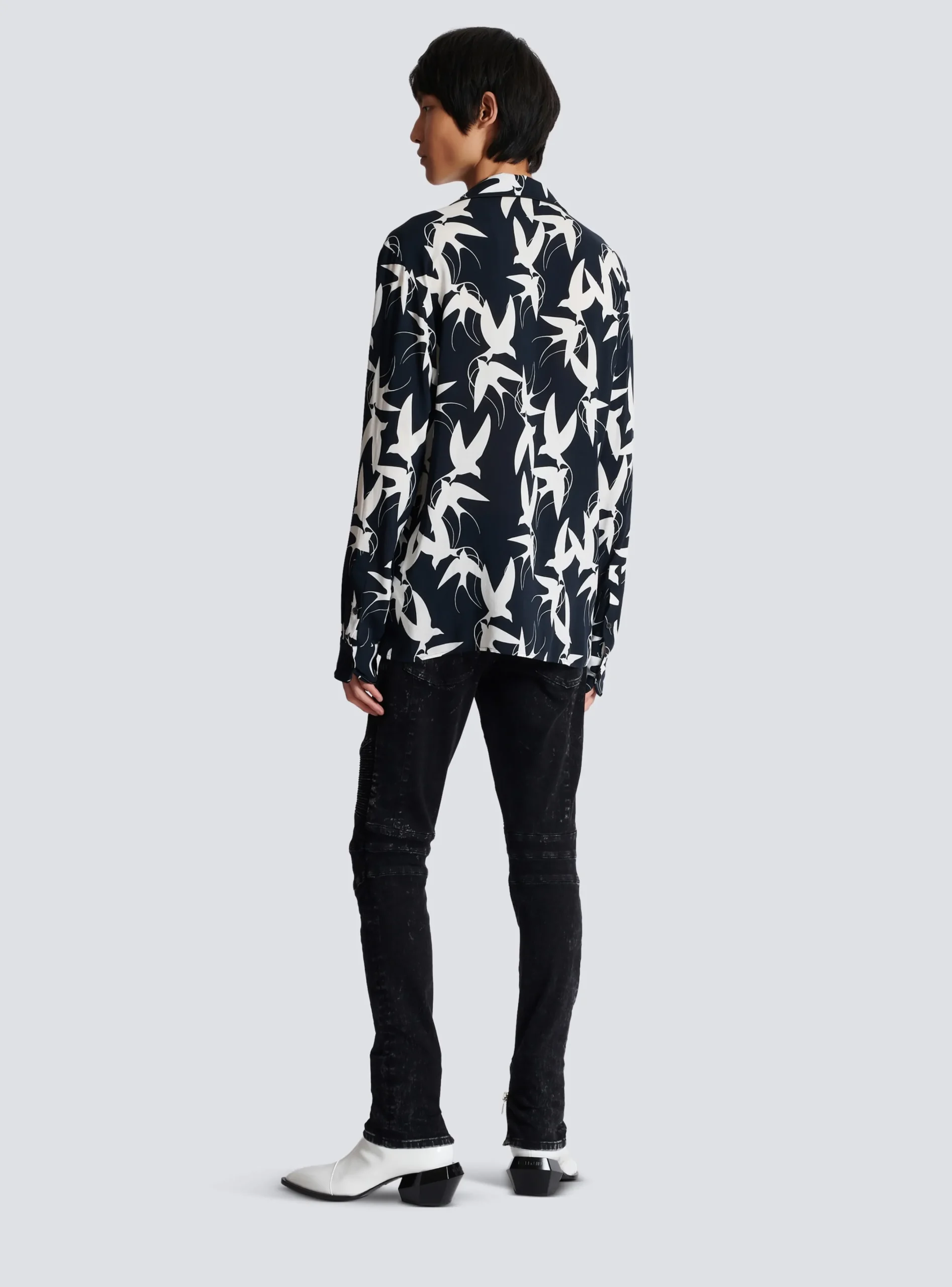 Clearance Loose Shirt With Swallow Print Shirts And Polos