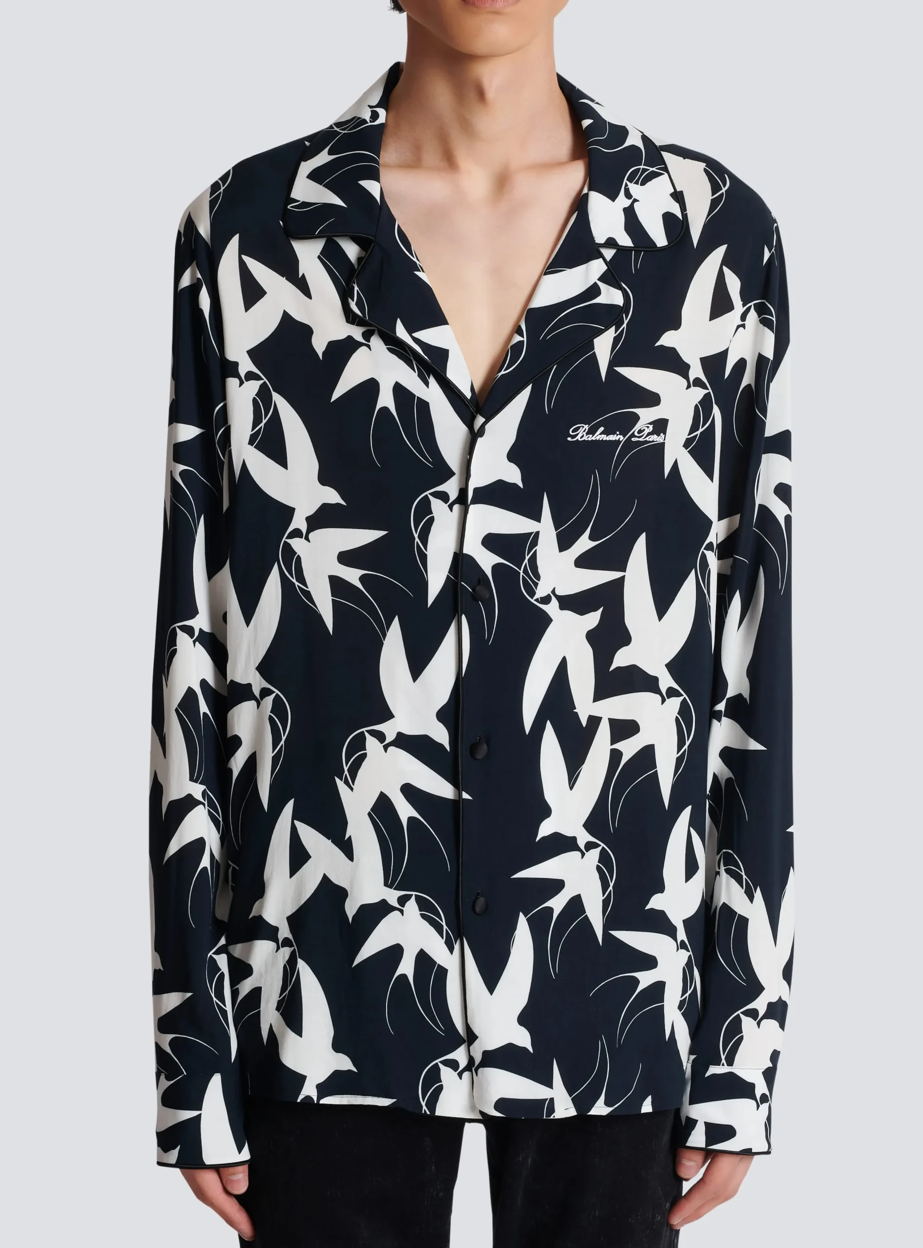 Clearance Loose Shirt With Swallow Print Shirts And Polos