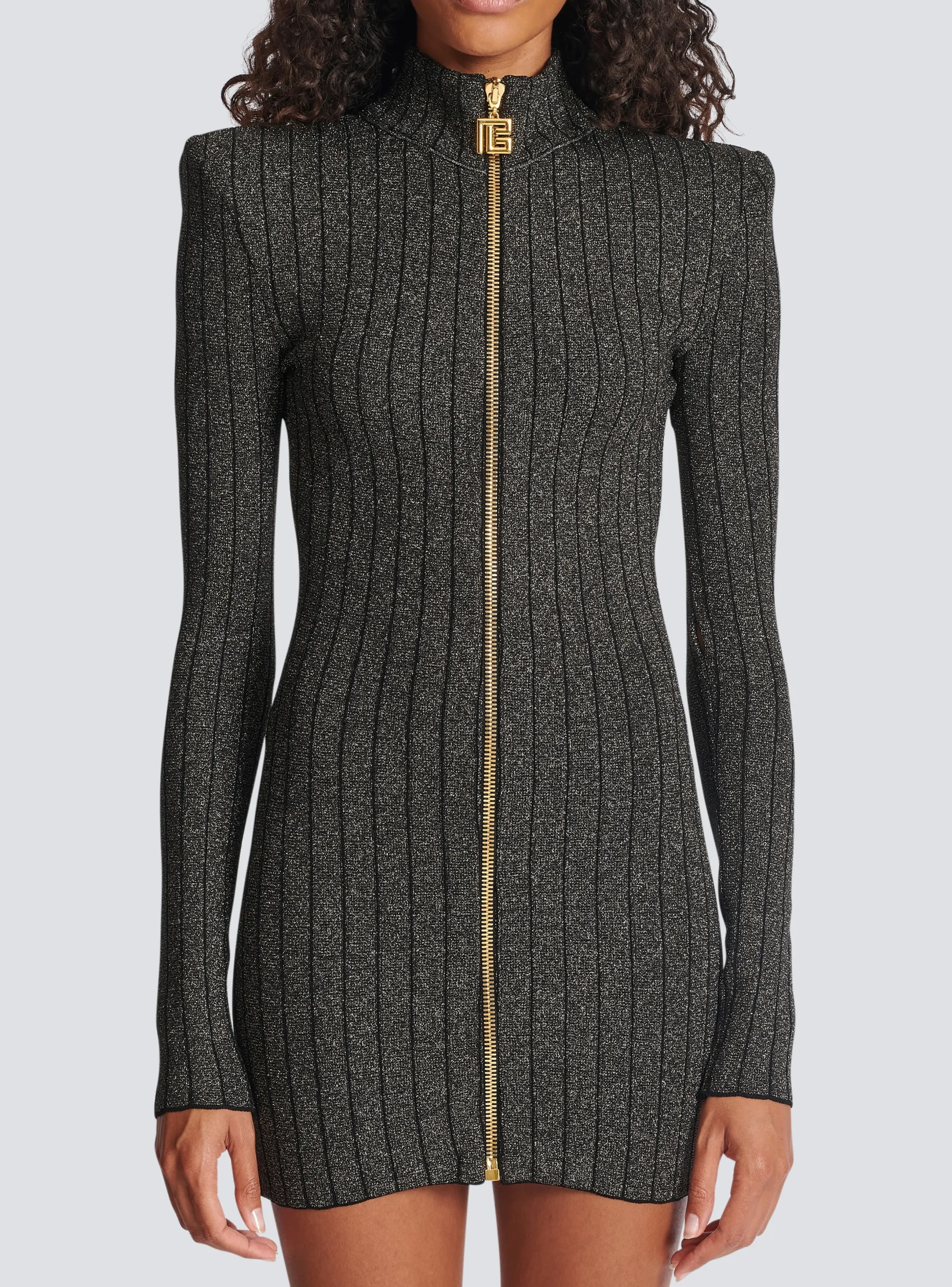 Best Sale Lurex Knit Zip Dress Women Knitwear|Dresses