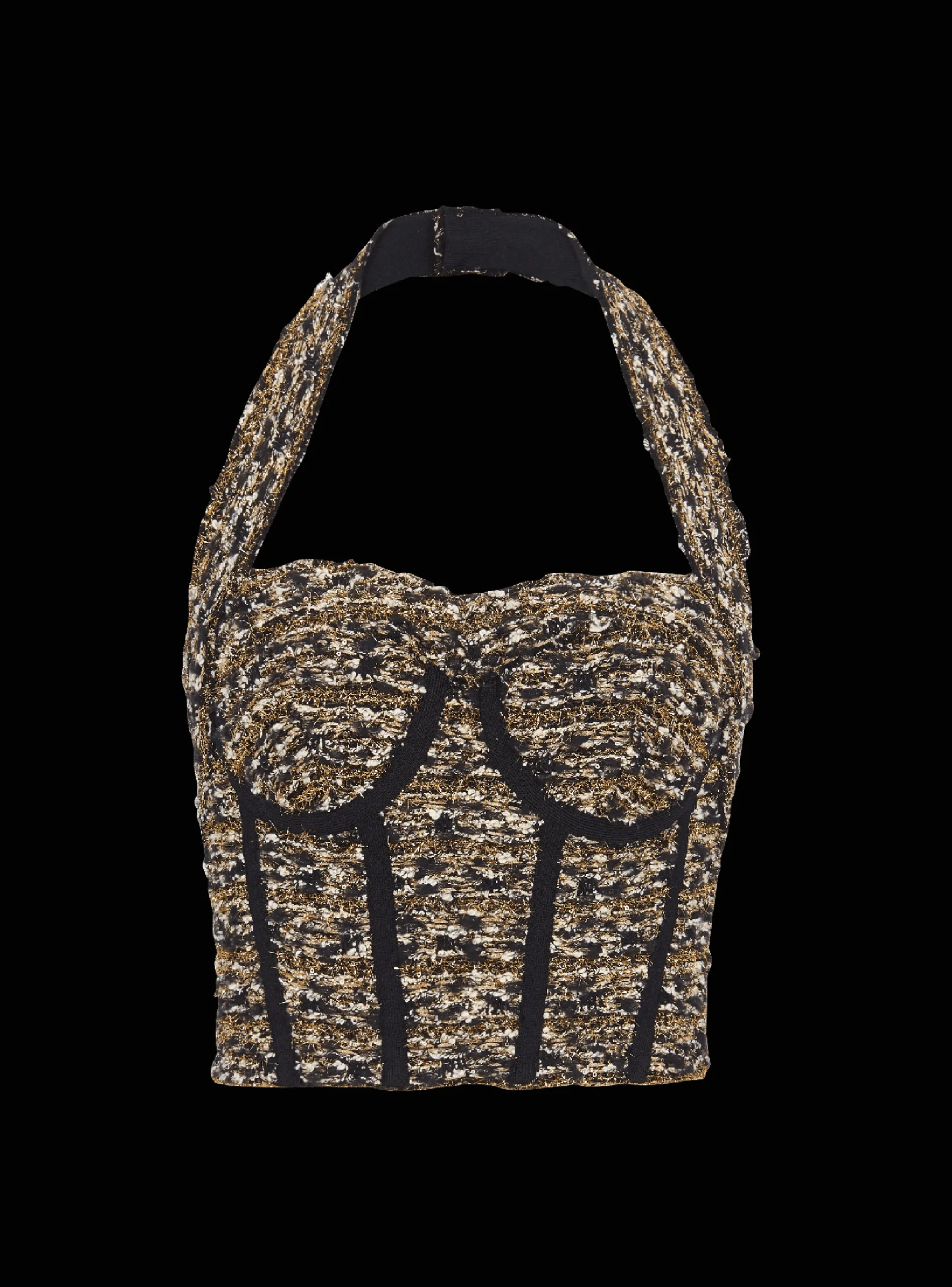 Sale Lurex Tweed Halterneck Bustier Women Tops And Shirts