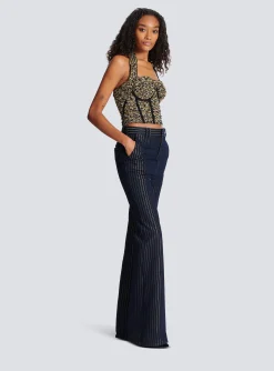 Sale Lurex Tweed Halterneck Bustier Women Tops And Shirts