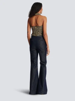 Sale Lurex Tweed Halterneck Bustier Women Tops And Shirts