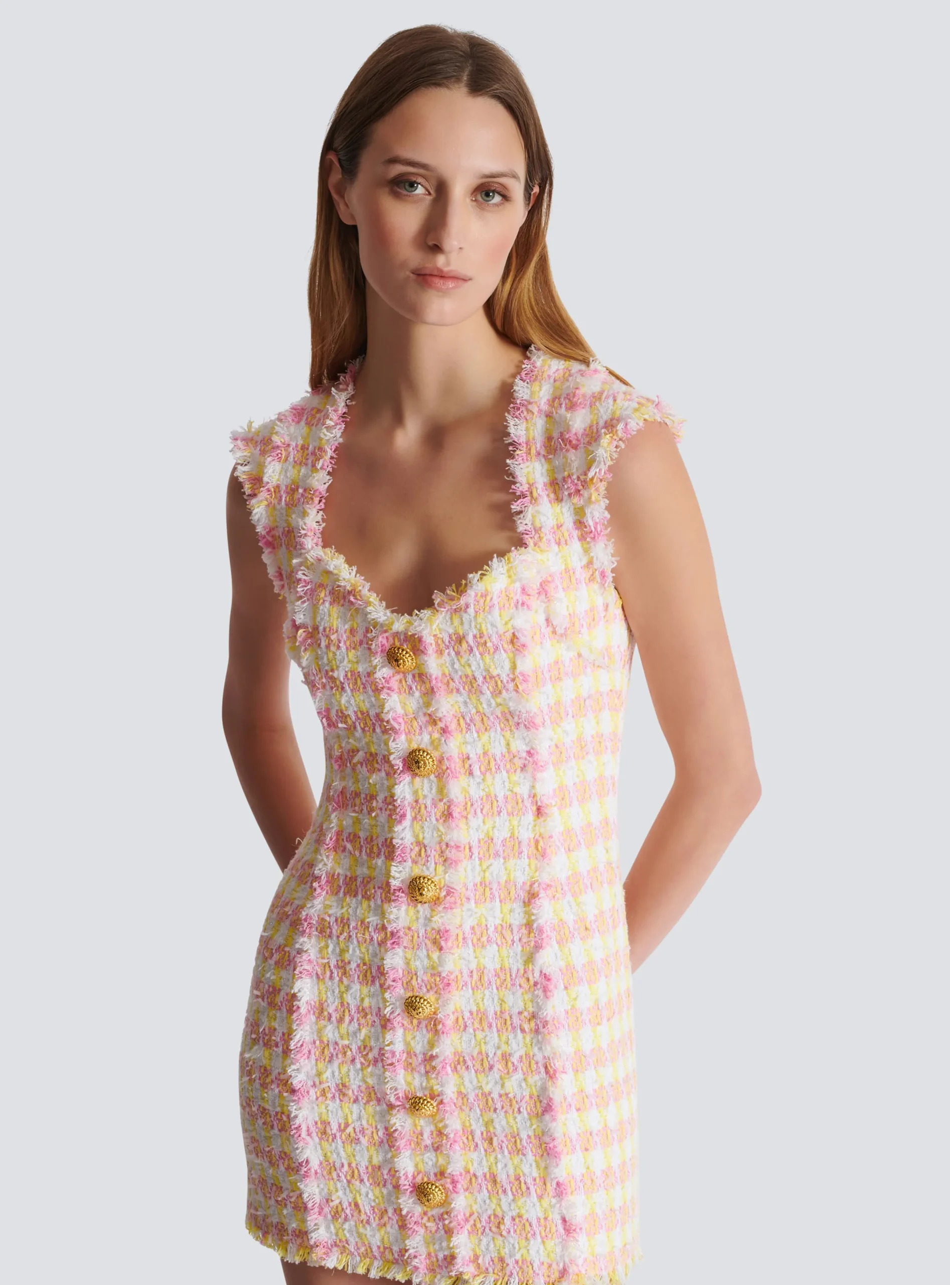 Flash Sale Miami Tweed Dress With Buttons Women Dresses