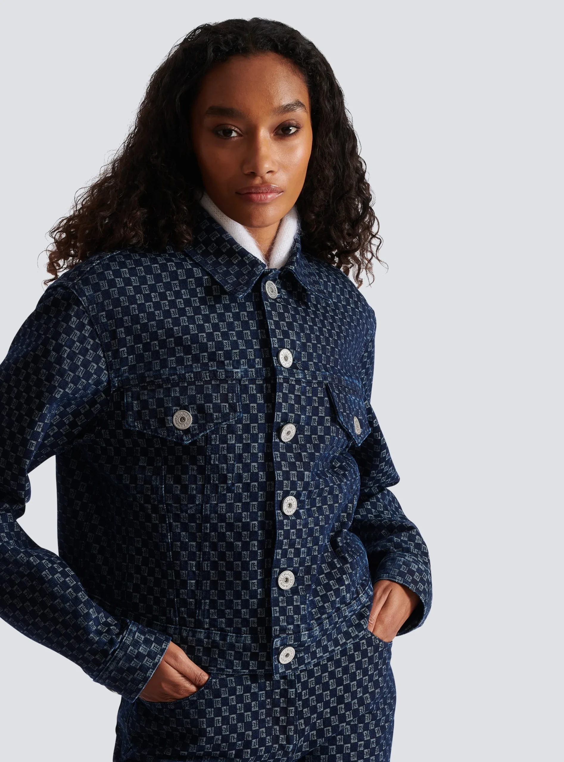 New Mini Monogram Jacquard Denim Jacket Women Denim|Jackets And Blazers